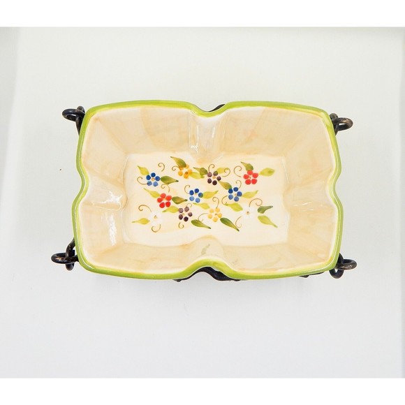 Temp-Tations By Tara Petals Baking Serving Dish Trivet Wire Basket - Picture 2 of 11